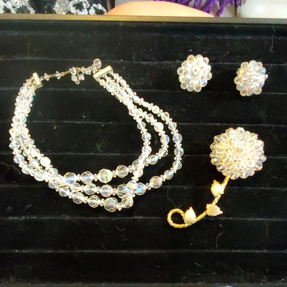 Vintage , clear beaded set.